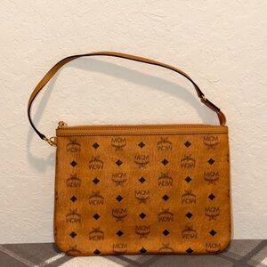 MCM Visetos Zip Pouch,Cognac NEW